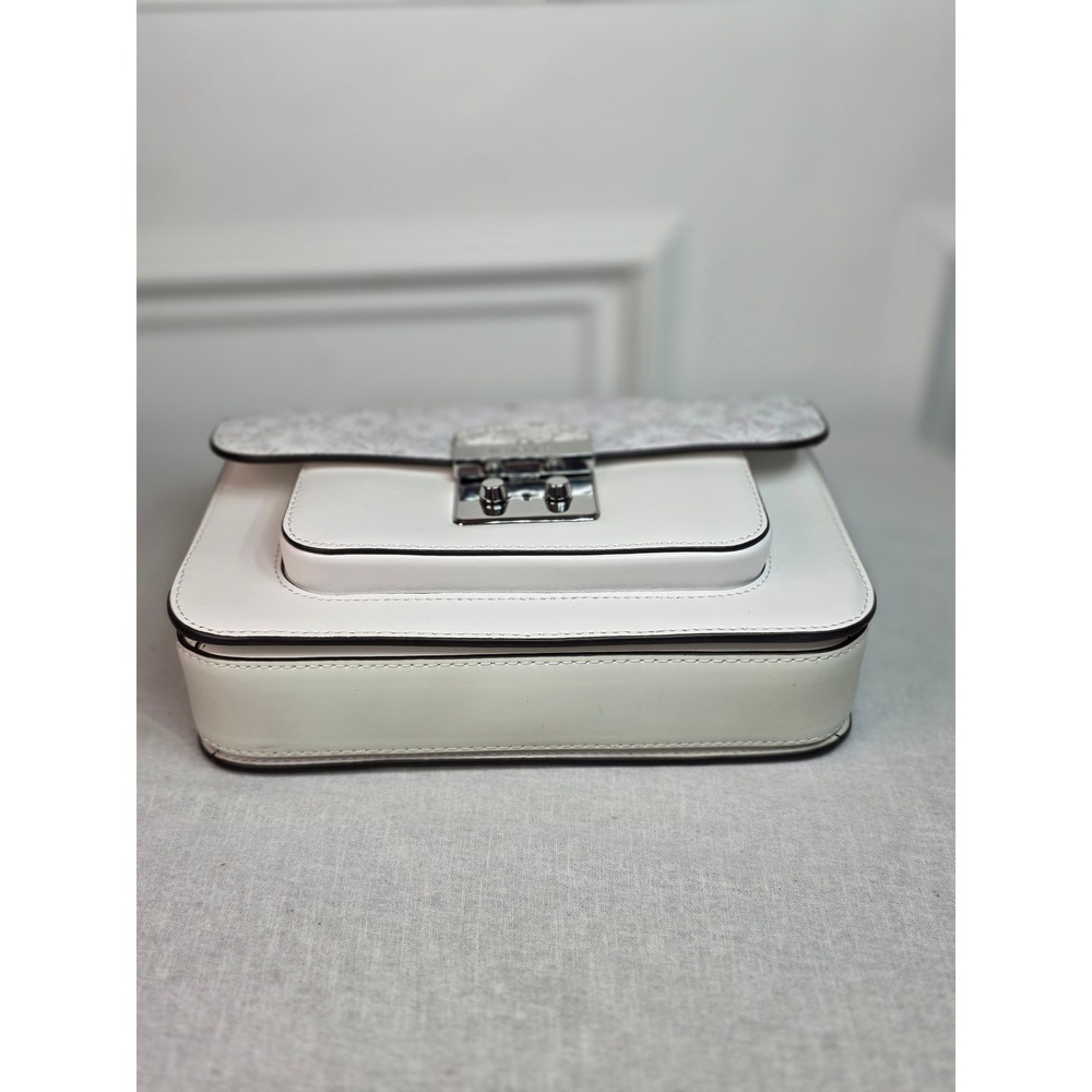Michael Kors Sloan Editor Optic White Leather Floral Shoulder Bag 30S8SS9L3M - Picture 11 of 13